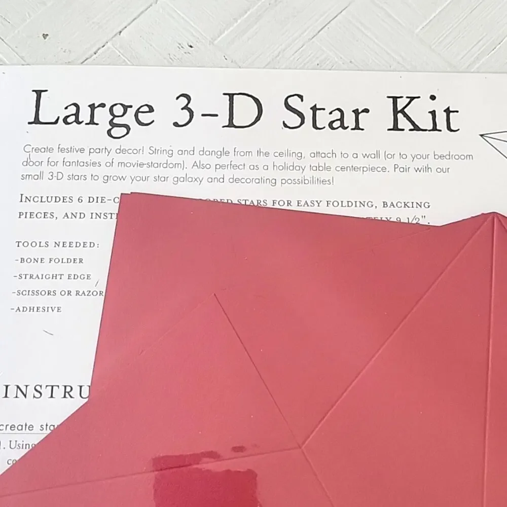 Paper Source Large 3D Star Kit and Paper Source 3D Small Star Kit Maroon (NWT)